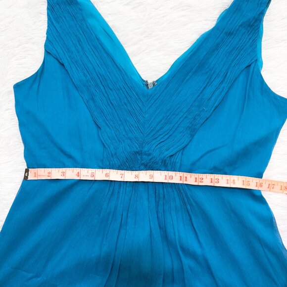 Women J.Crew V Neck Silk Cocktail Mini Dress Lined in Teal Size14 - Picture 8 of 10